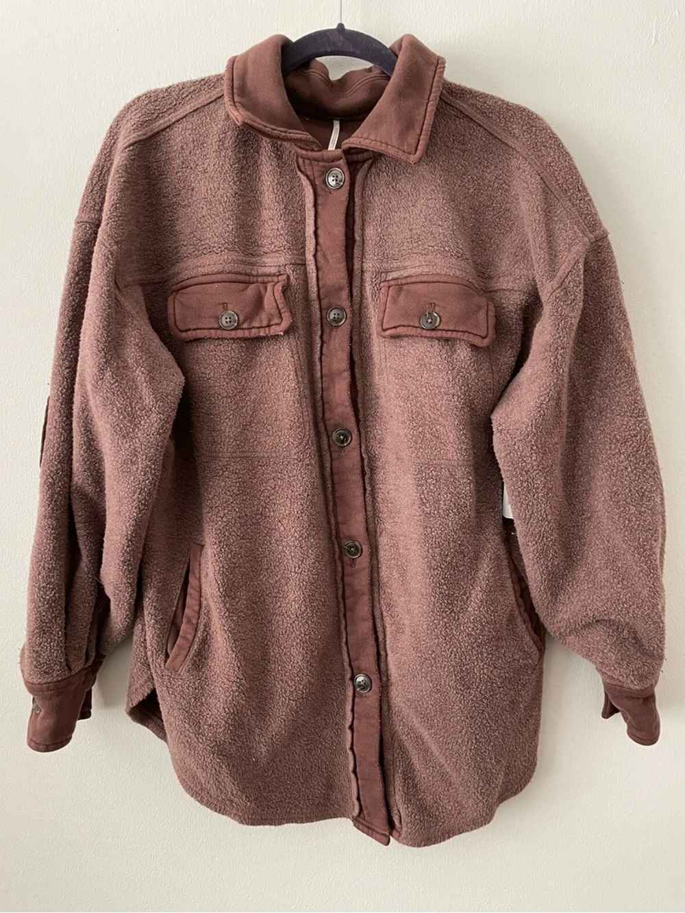 Free People Ruby Jacket oversized fleece shacket brown MEDIUM